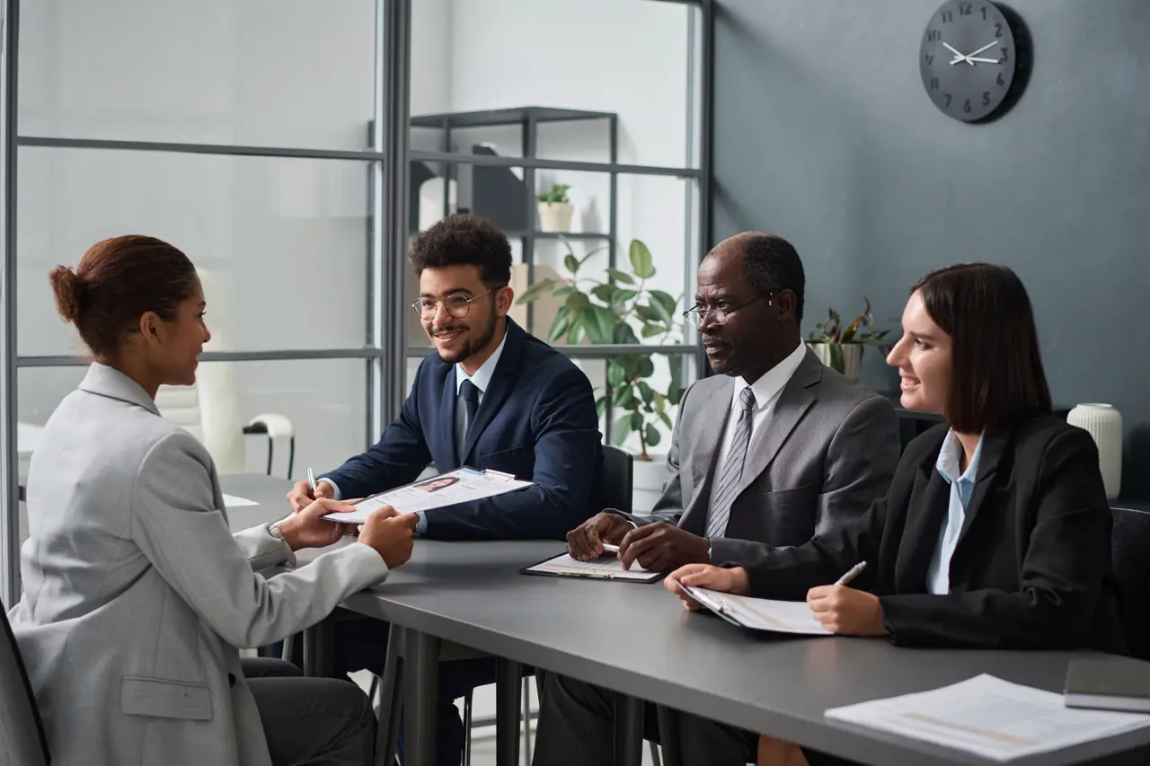 Woman having an interview with finance recruitment