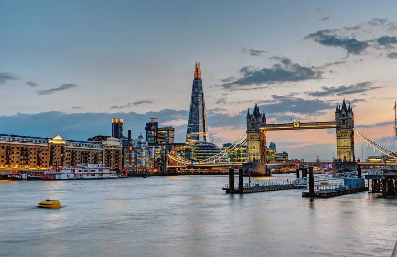 night time shot of london